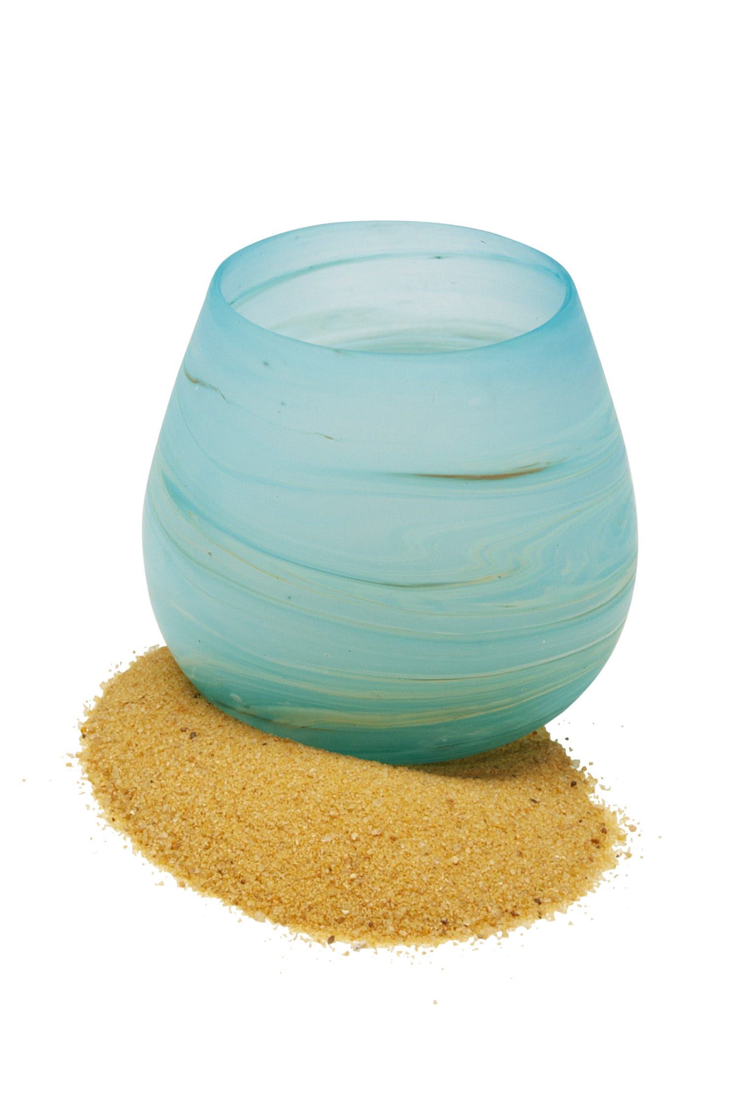 Candleholder swirled glass/sand grn