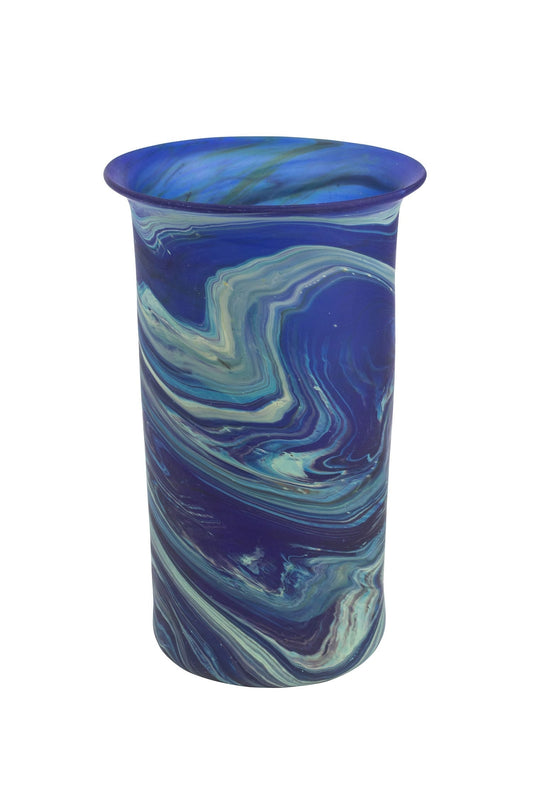 Vase swirl phoenician glass 5Dx9 navy/green