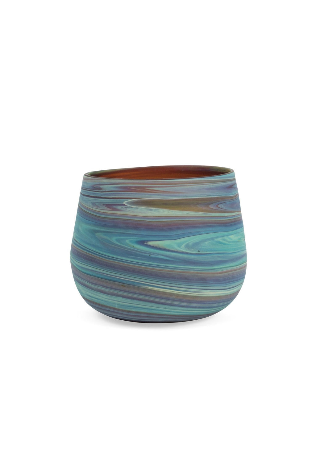 Candleholder t-light phoenician glass 3D navy/grn