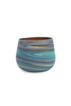 Candleholder t-light phoenician glass 3D navy/grn