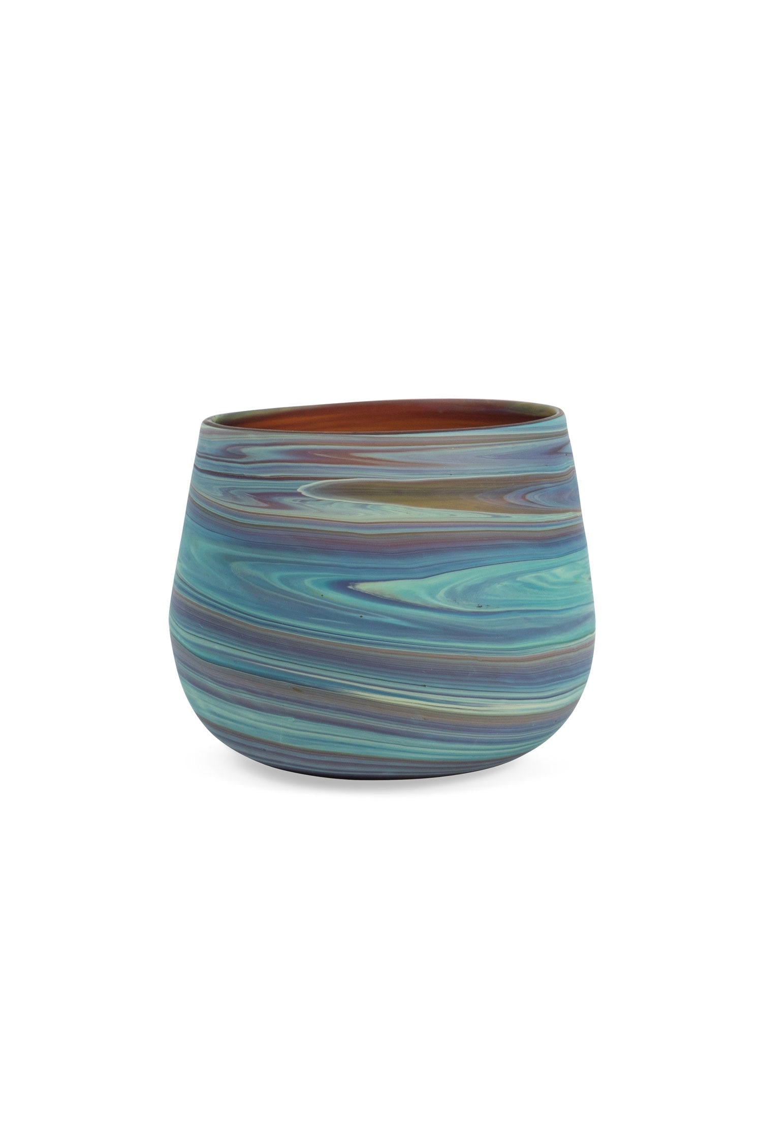 Candleholder t-light phoenician glass 3D navy/grn