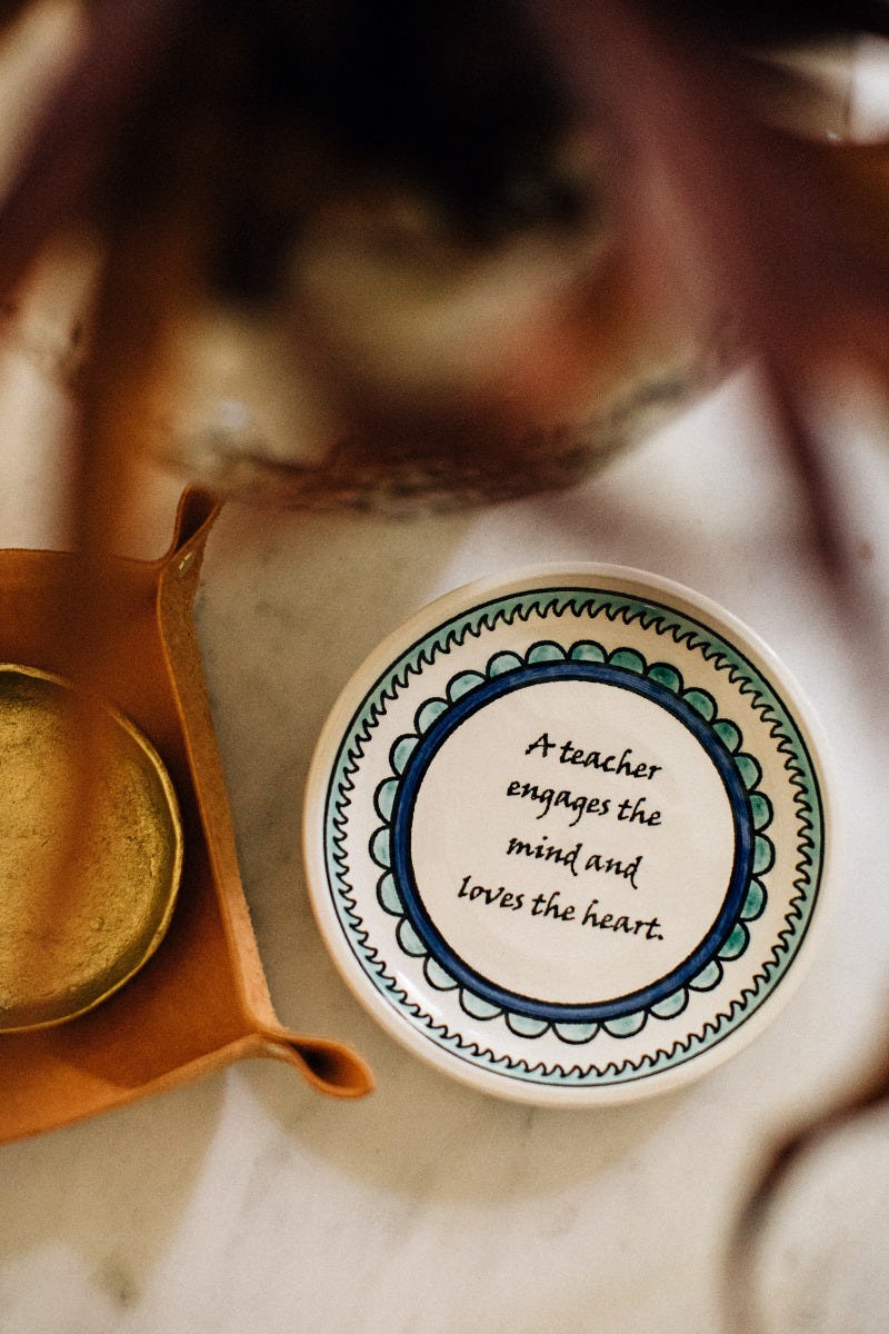 Ceramic Dish, "Teacher" Quote