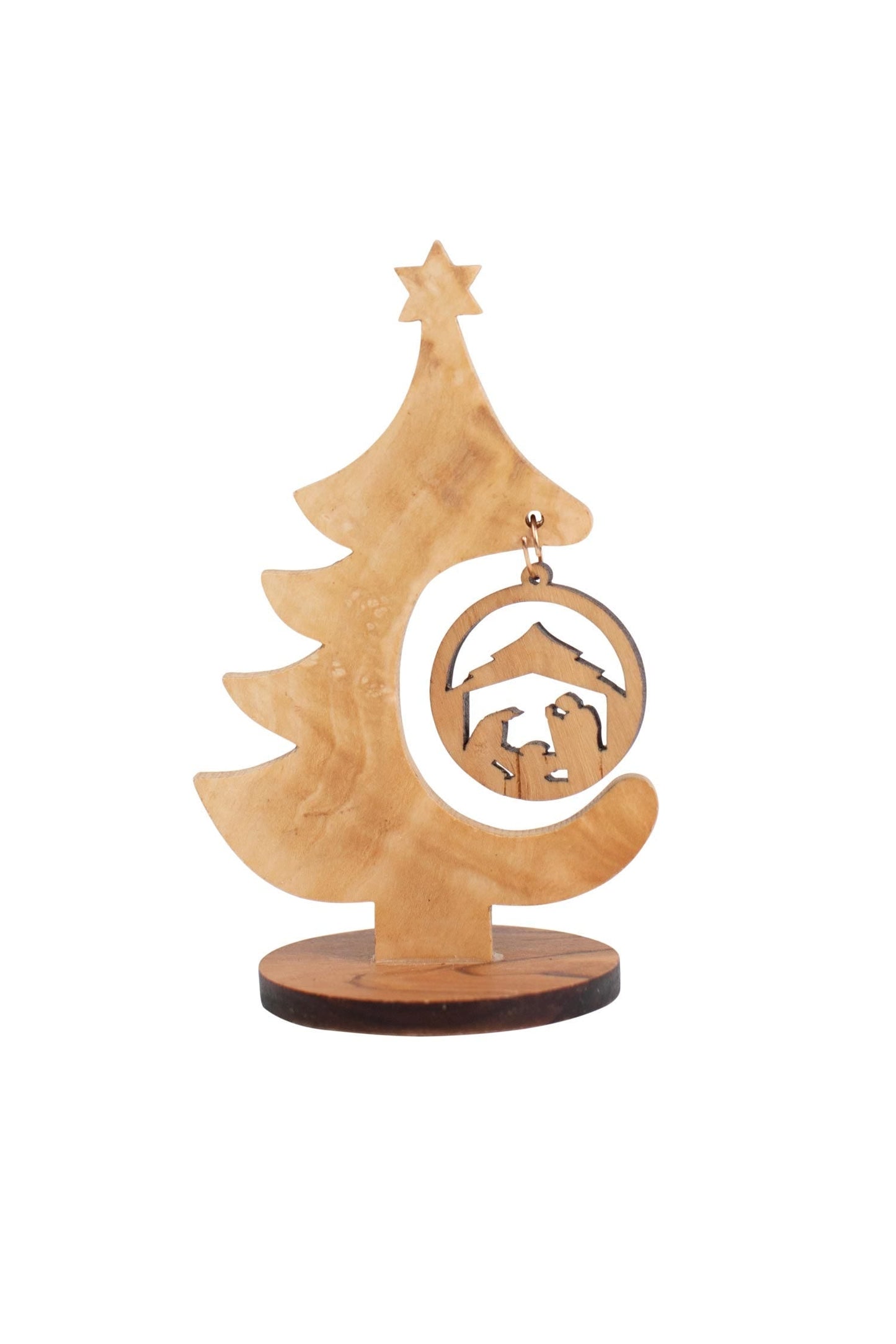 Nativity mini orn in tree M/2 olive wood 4H nat