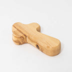 Cross pocket prayer M/3 w/card olive wood 2.5H nat