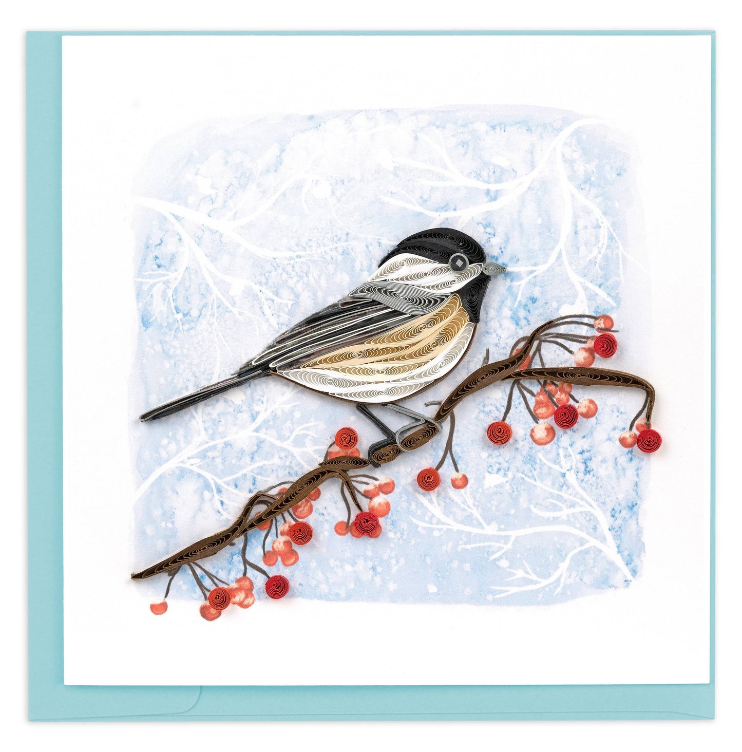 Quilled Greeting Card, "Winter Chickadee"
