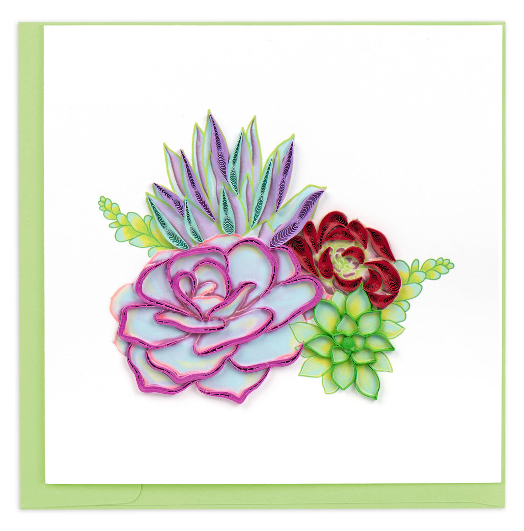 Quilled Greeting Card, "Vibrant Succulents"