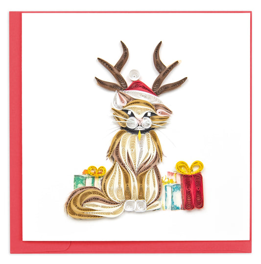 Quilled Greeting Card, “Holiday Cat”
