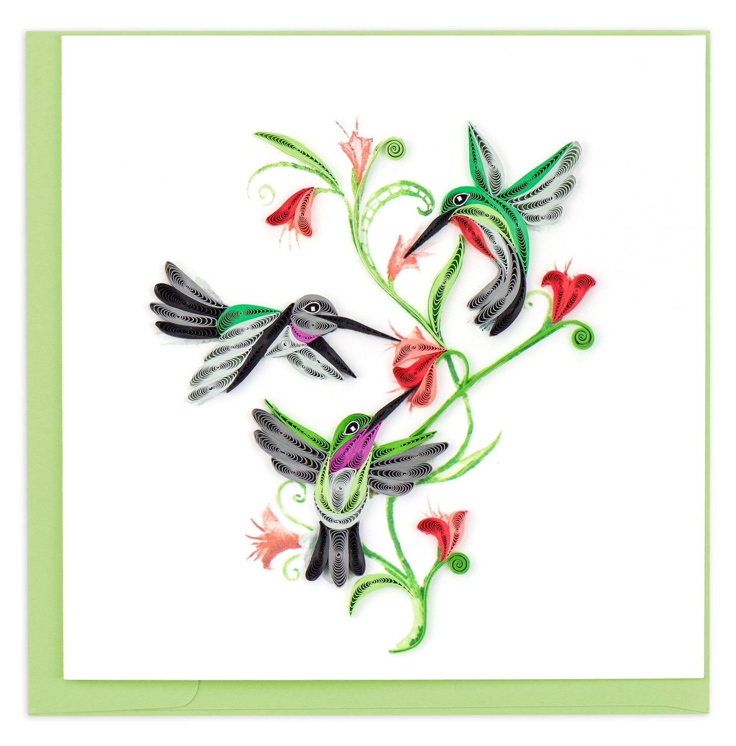 Quilled Greeting Card, "Hummingbird Trio"
