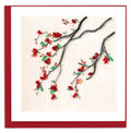 Quilled Greeting Card, "Red Flower Branch"