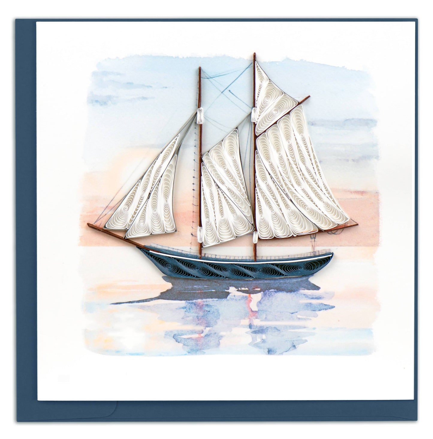 Quilled Greeting Card, "Schooner at Sunset"
