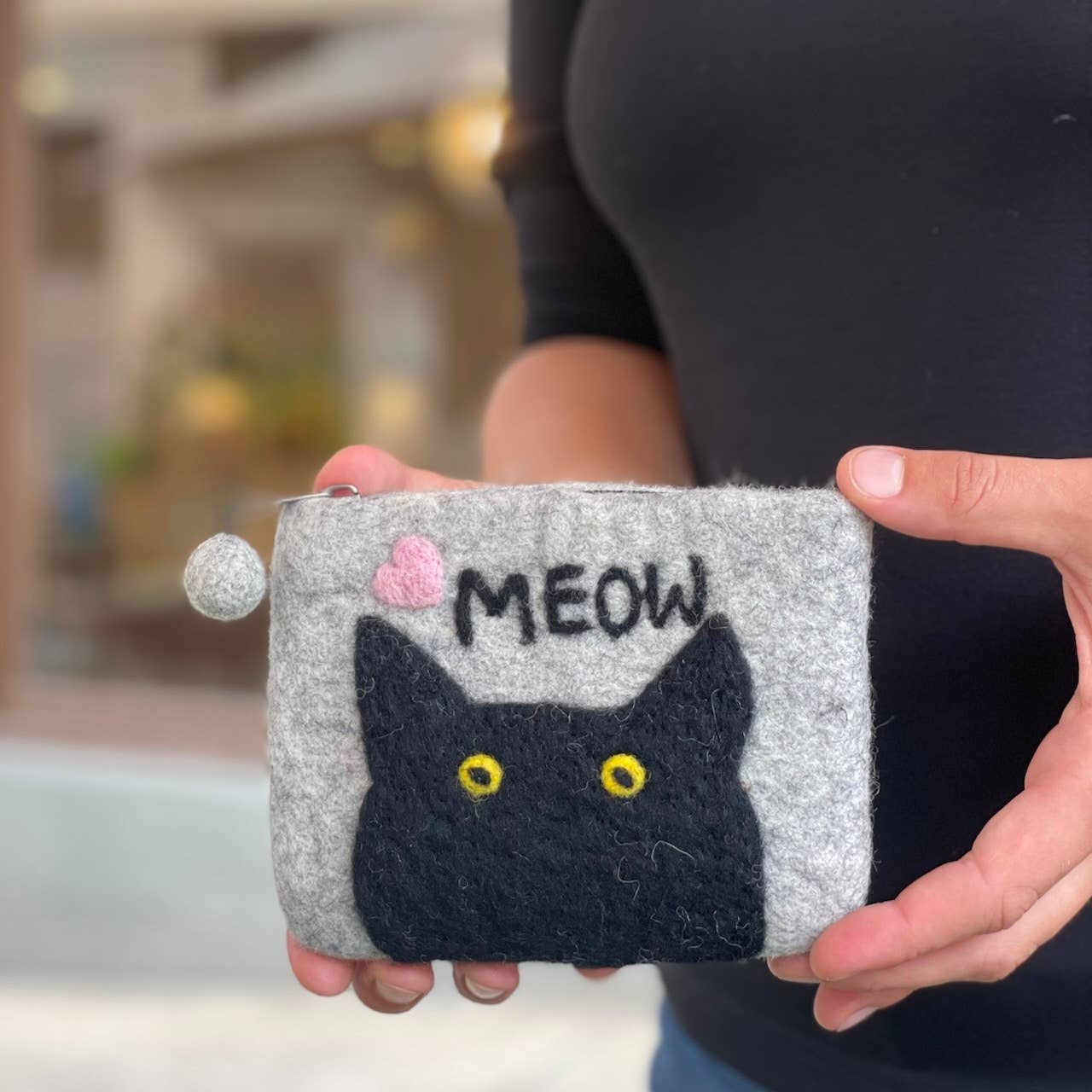 "Cat's Meow" Felt Coin Purse