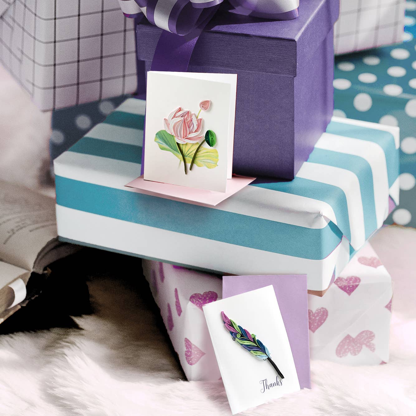 Quilled Gift Enclosure, "Pink Lotus"