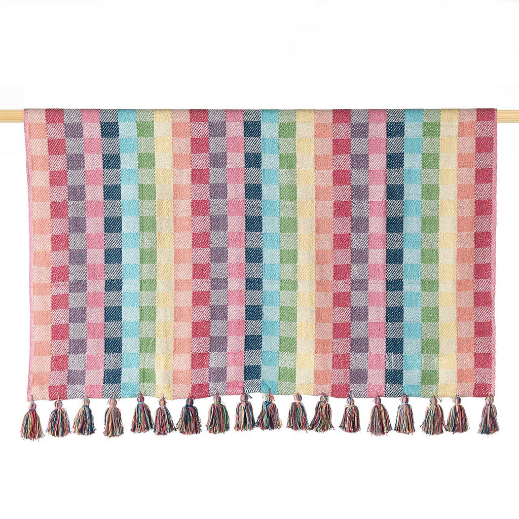 Rainbow Gingham Rethread Throw Blanket