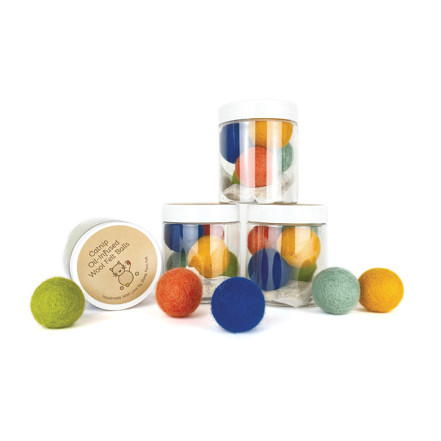 Catnip Oil-Infused Felt Balls, Set of 5