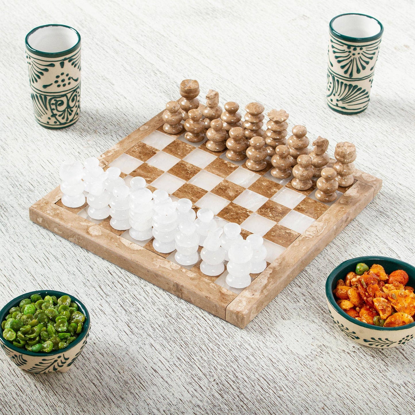Brown And White Challenge Chess Set
