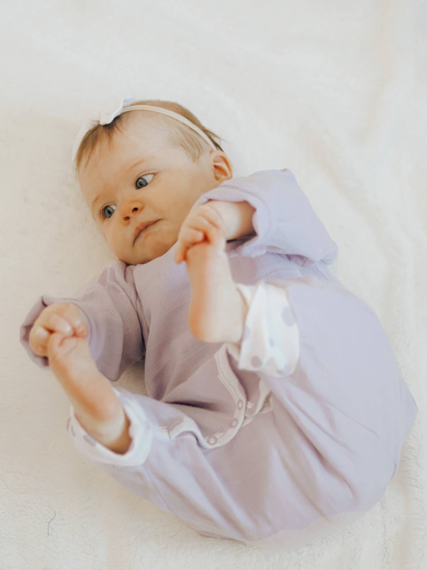 Organic Baby Muslin Side Snap Kimono, "Lavender"