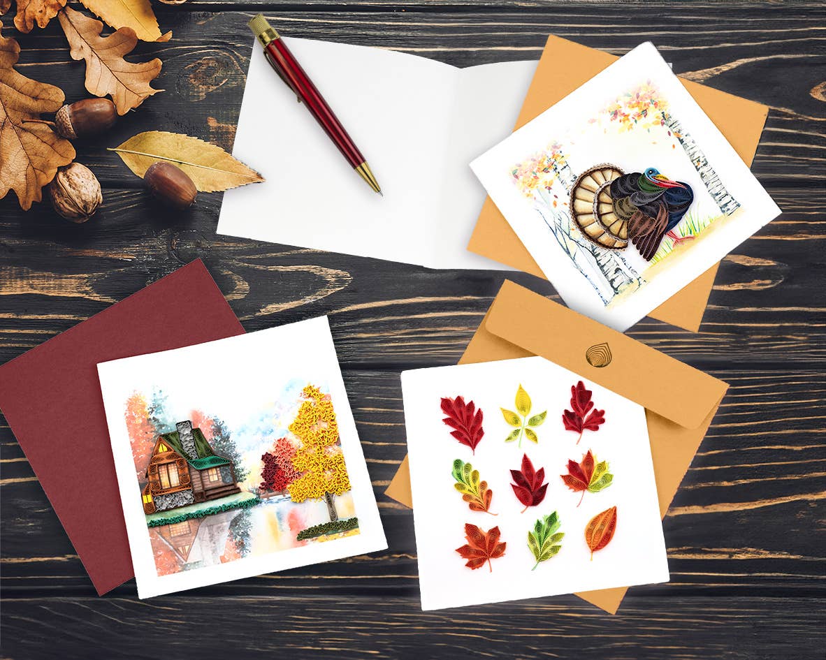 Quilled Greeting Card, "Fall Foliage Leaves"