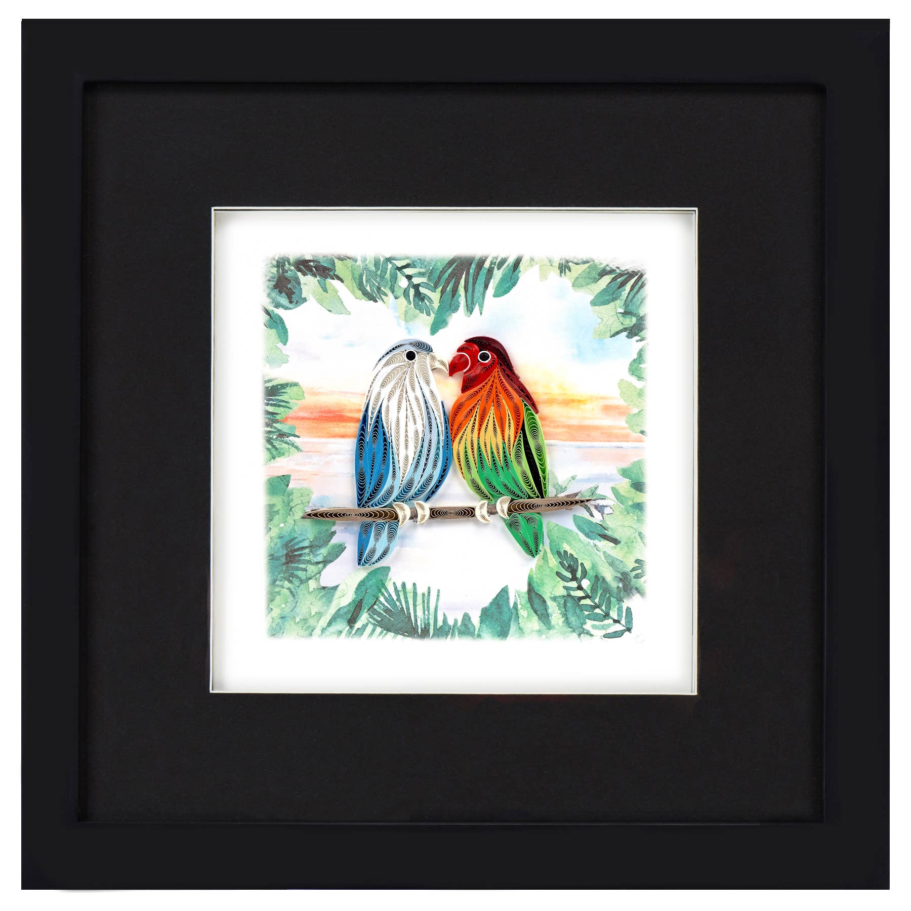 Quilled Greeting Card, "Pair of Lovebirds"