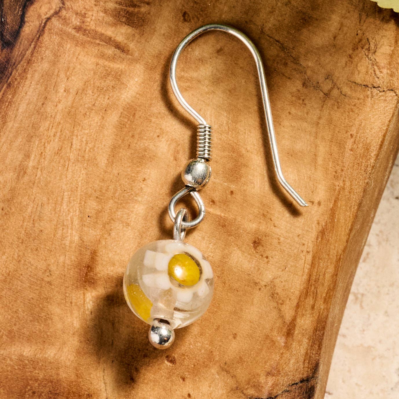 Glass Bead Daisy Earrings