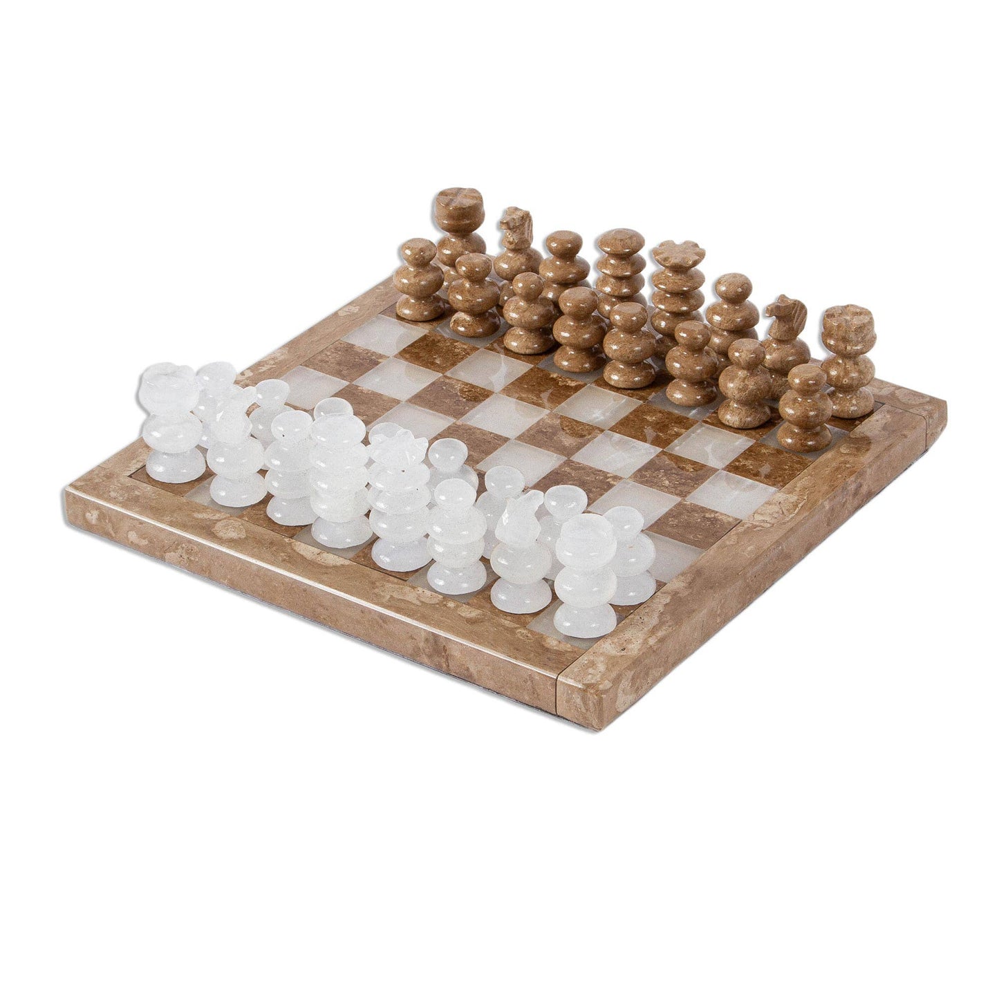 Brown And White Challenge Chess Set