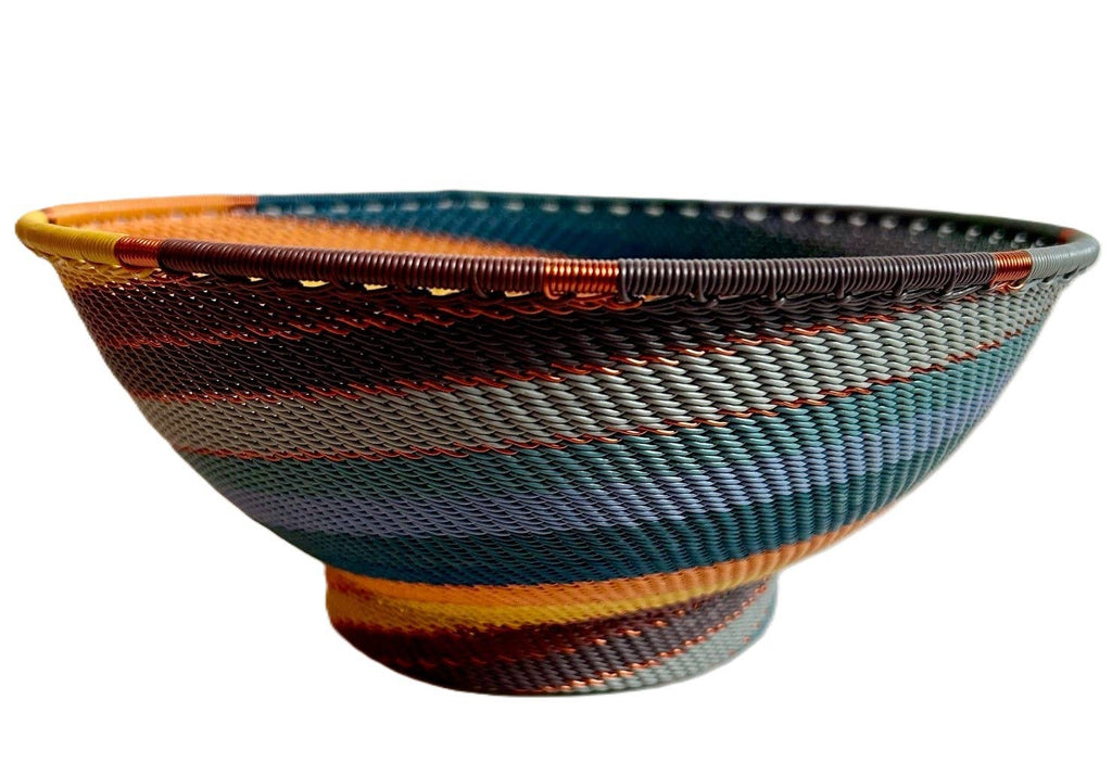 Large Round with Base Zulu Wire Basket, Assorted Colors^