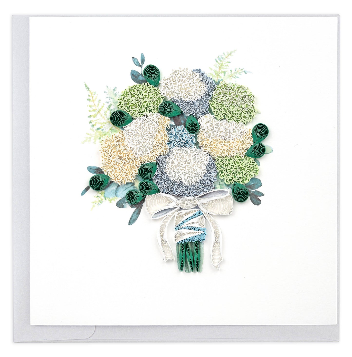 Quilled Greeting Card, "Hydrangea Wedding Bouquet"