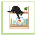 Quilled Greeting Card, "Mischievous Cat"