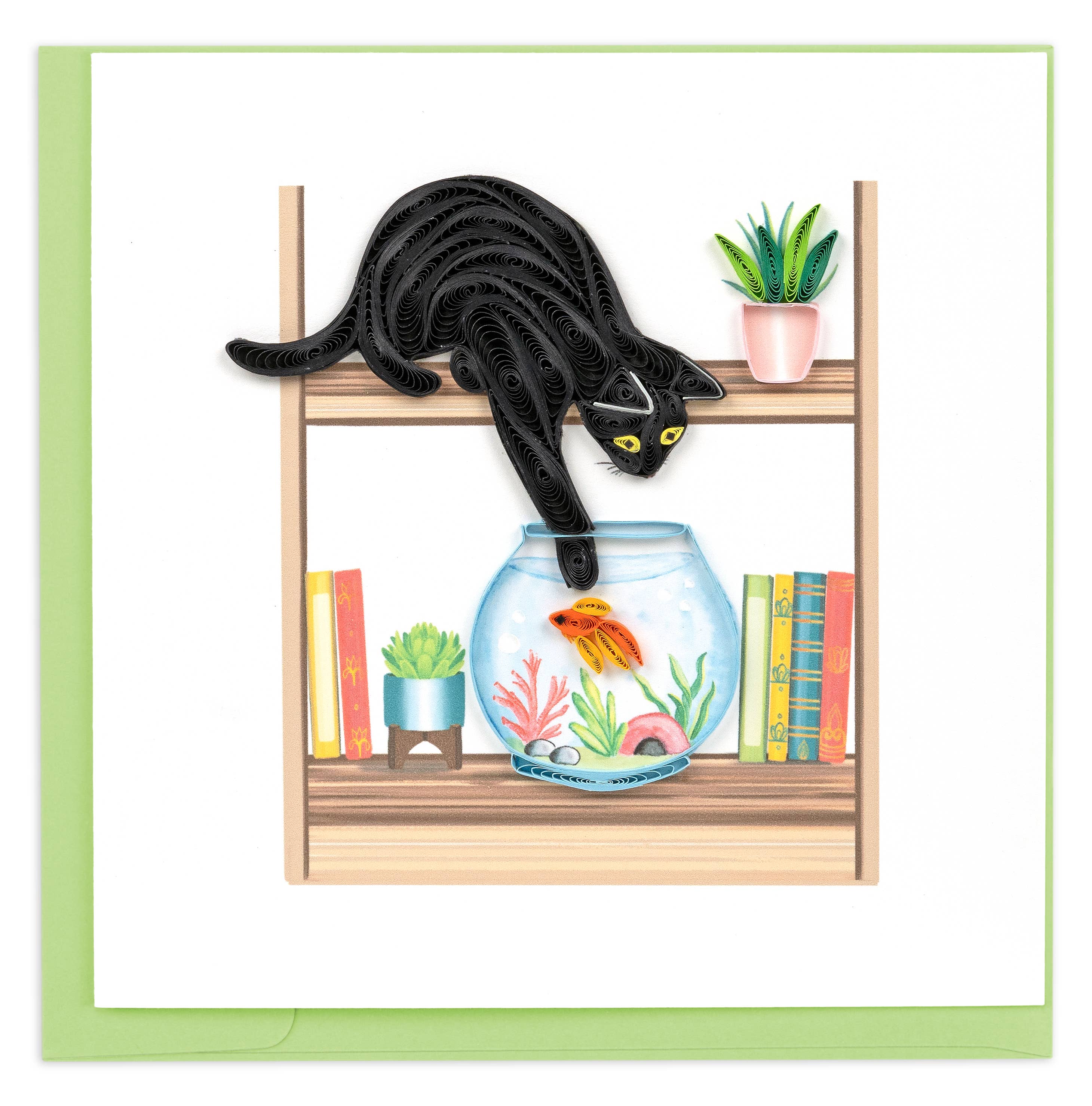 Quilled Greeting Card, "Mischievous Cat"