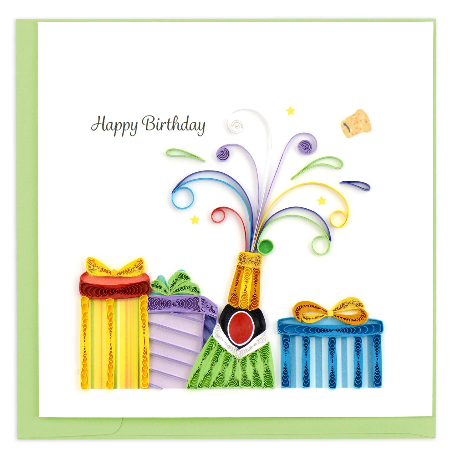 Quilled Greeting Card, "Birthday Champagne"