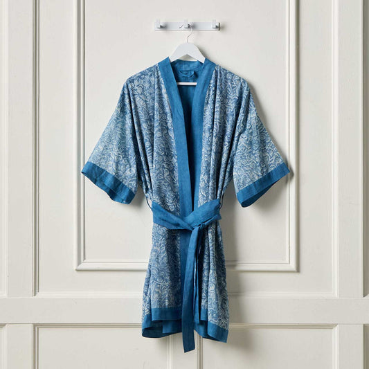 Cotton Robe, Indigo Finch