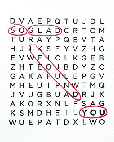 Recycled Paper Cards, "Word Search Love"