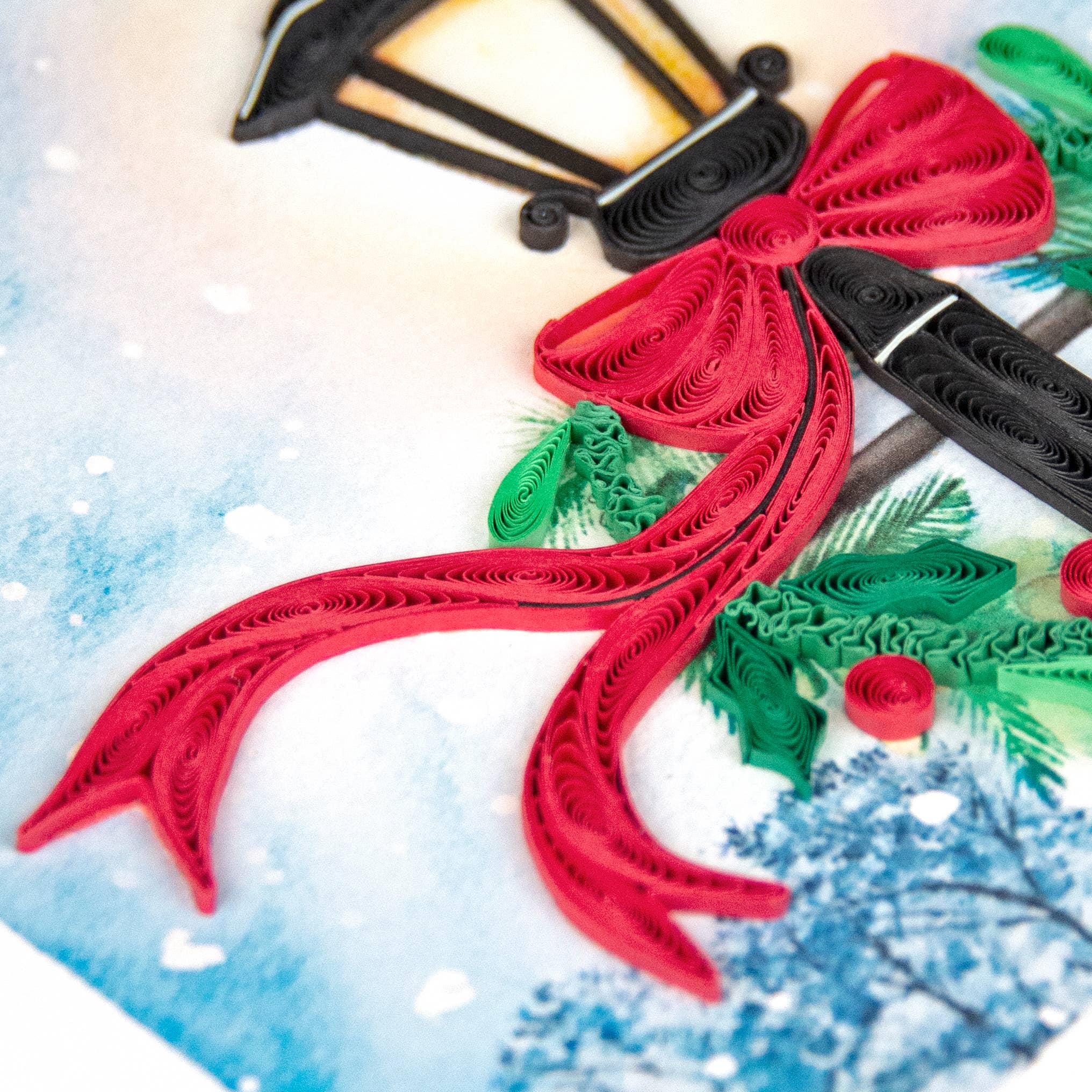 Quilled Greeting Card, "Holiday Lamp Post"
