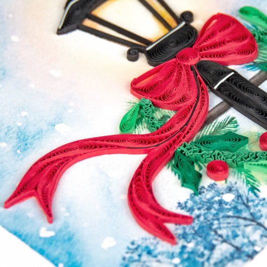 Quilled Greeting Card, "Holiday Lamp Post"