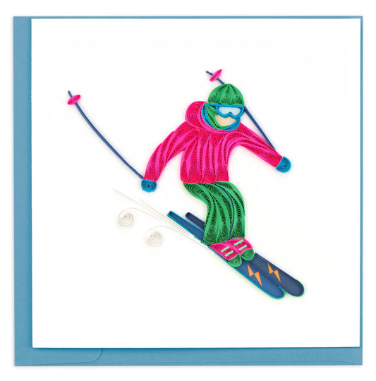 Quilled Greeting Card, "Skier"