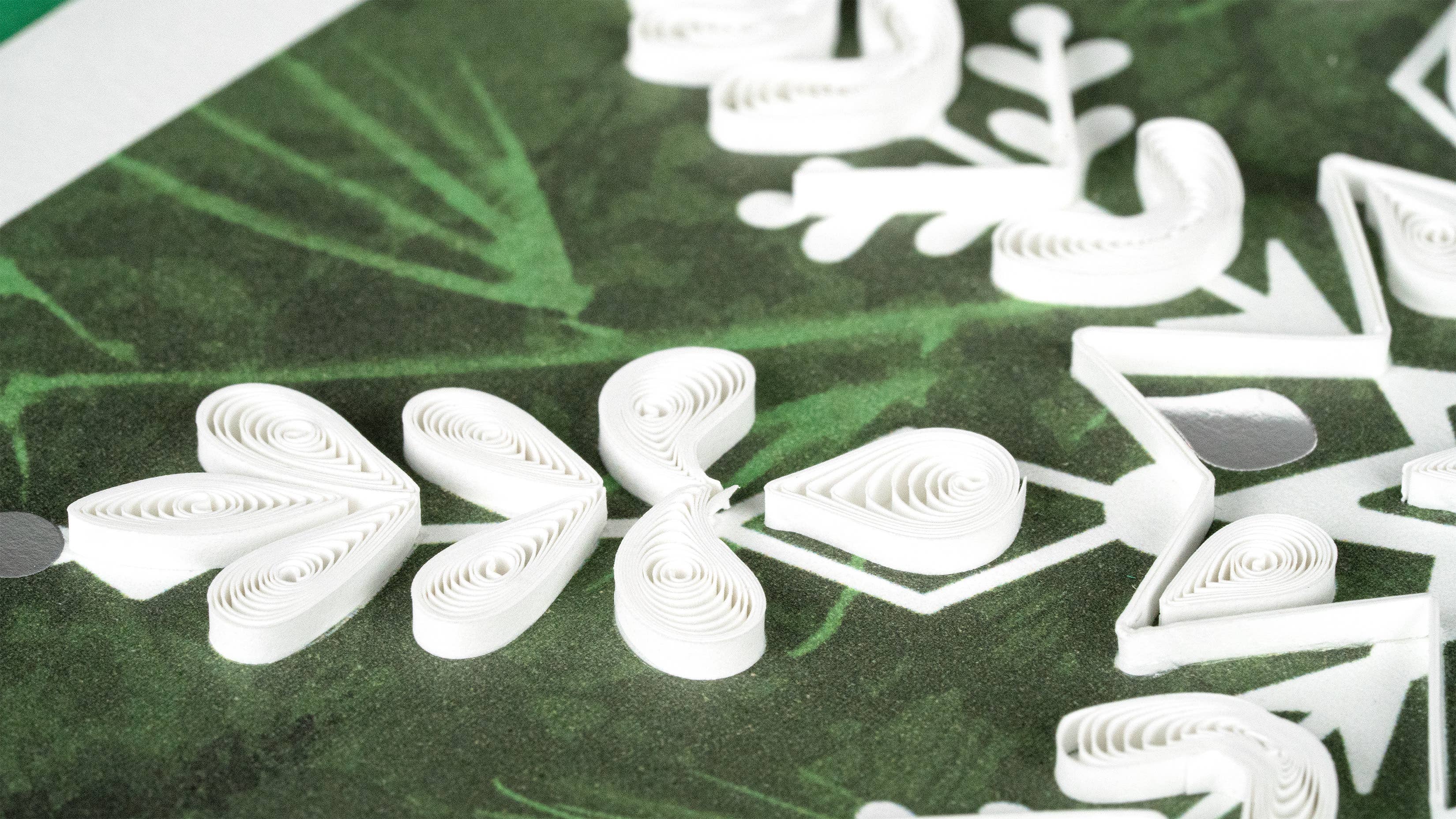 Quilled Greeting Card, "Snowflake on Pine"