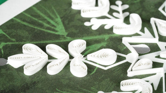 Quilled Greeting Card, "Snowflake on Pine"