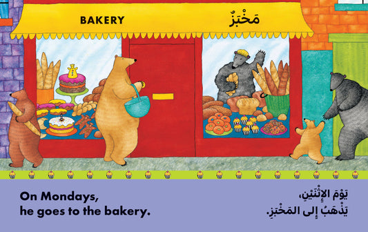 "Bear About Town" Bilingual English/Arabic Picture Book