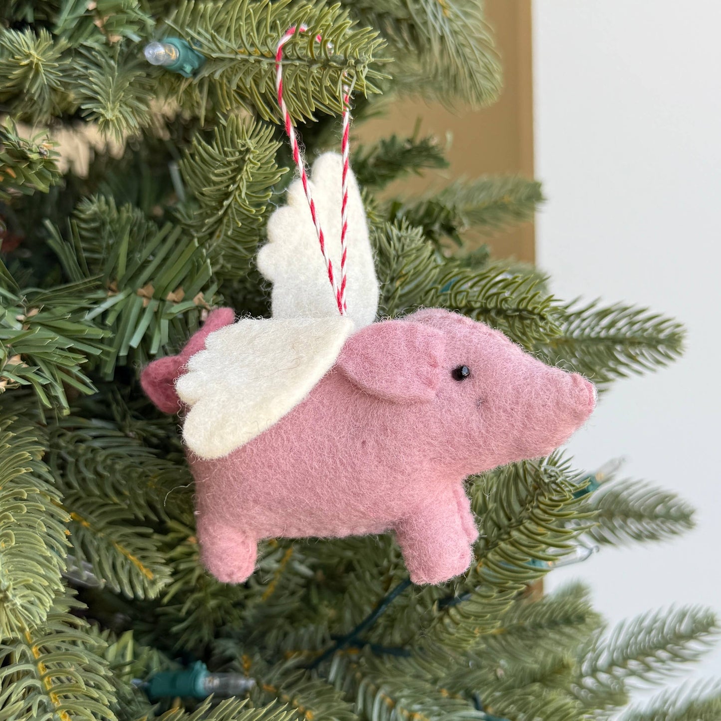 Flying Pig Felt Wool Christmas Ornament