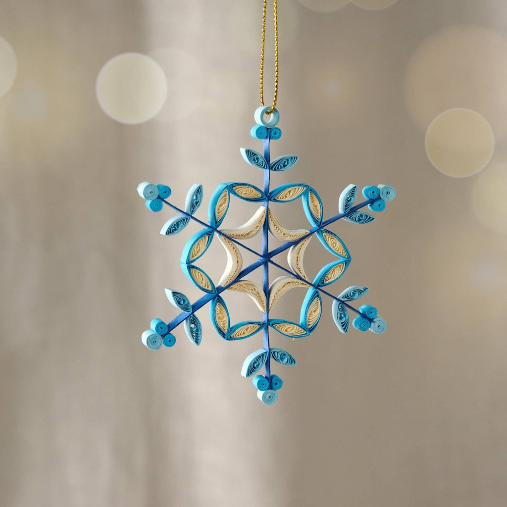 Khoe Quilled Blue Snowflake Ornament
