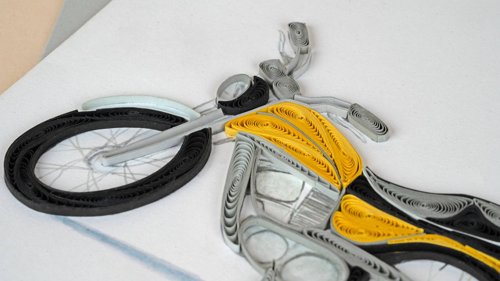 Quilled Greeting Card, "Classic Motorcycle"