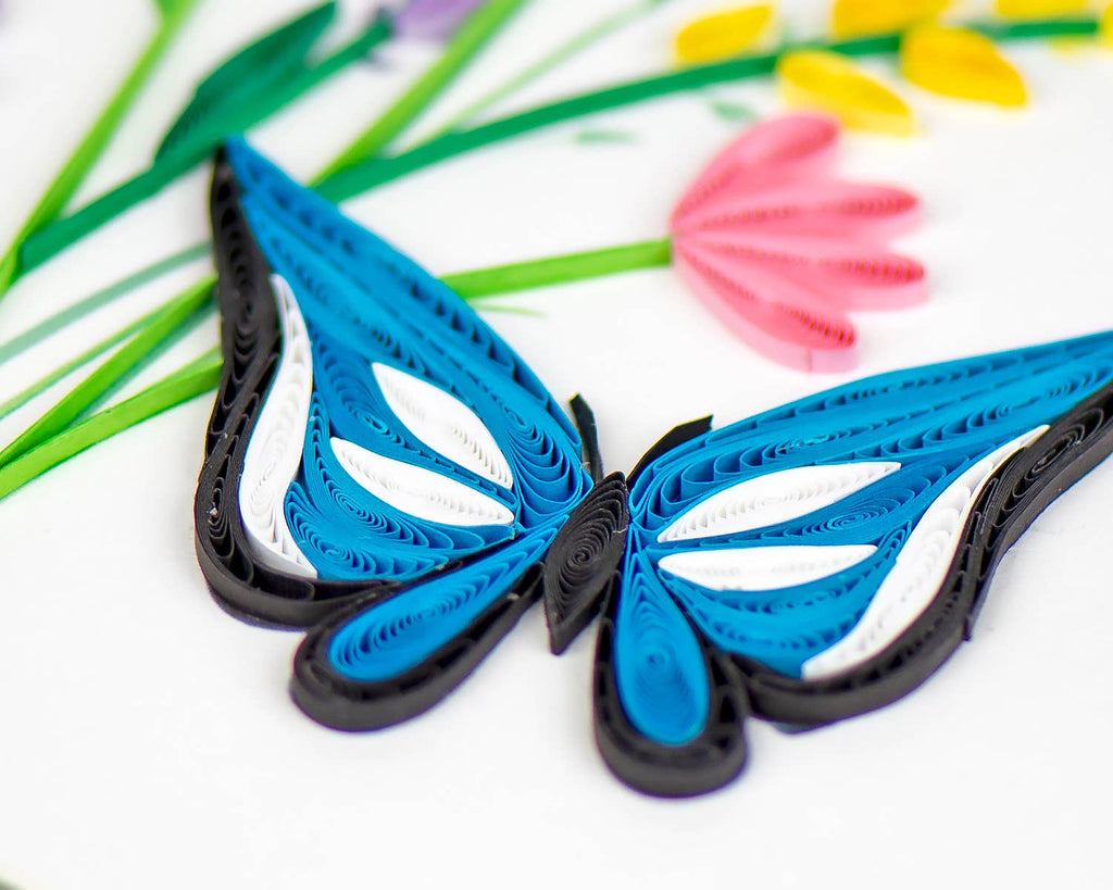 Quilled Greeting Card, "Butterfly & Wildflowers"
