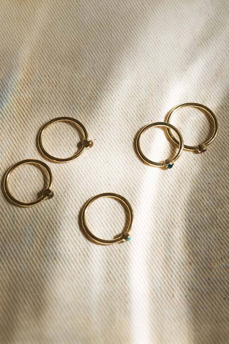 Dhera Assorted Semi-Precious Stone Stacking Rings^