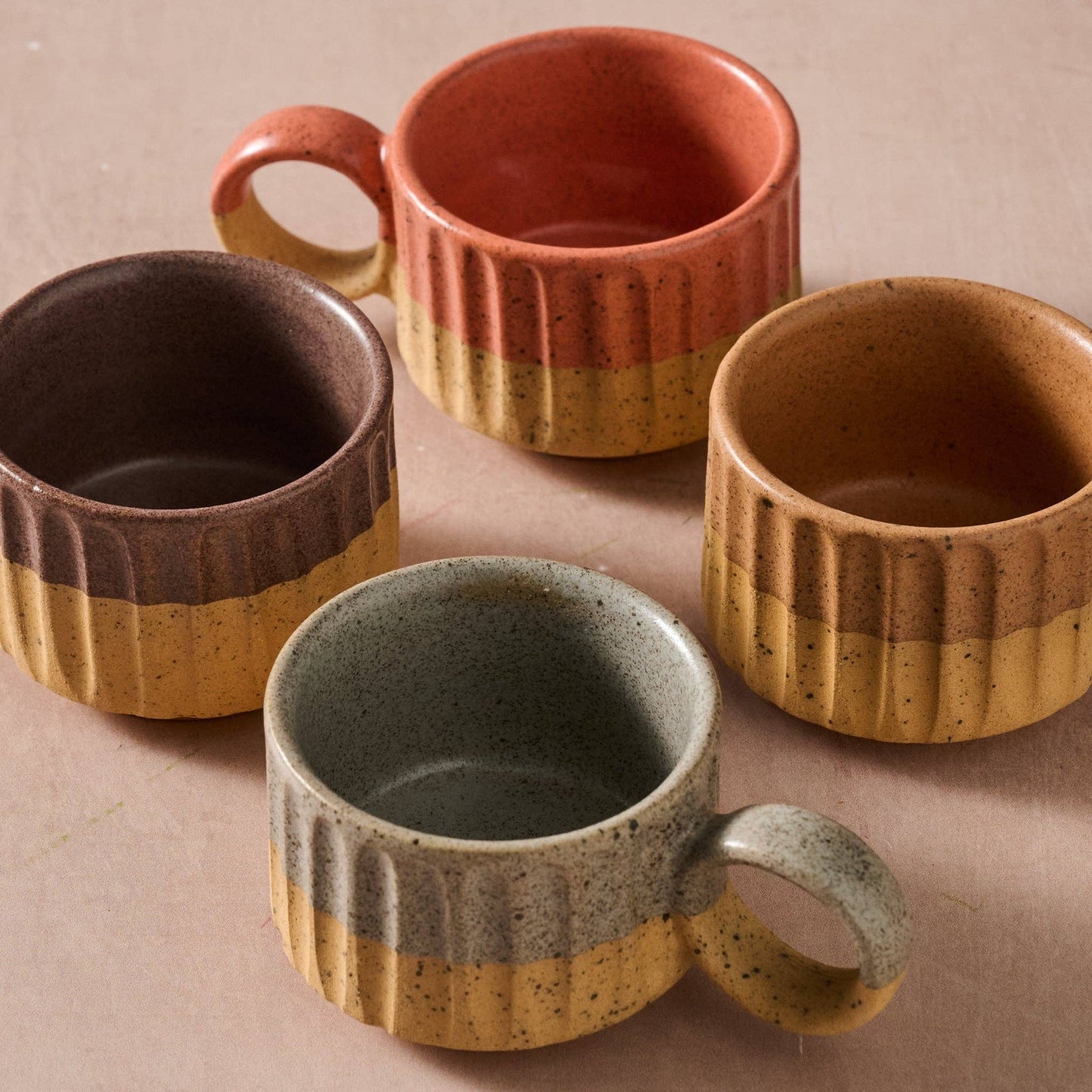 Sundara Fluted Ceramic Espresso Mugs^