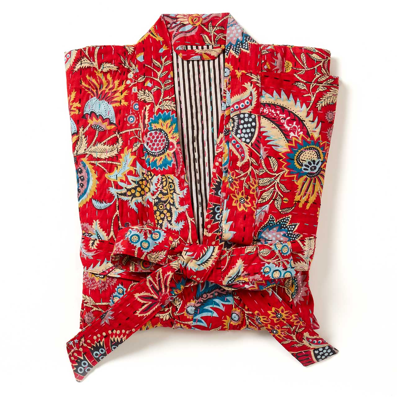 Crimson Paisley Kantha Robe