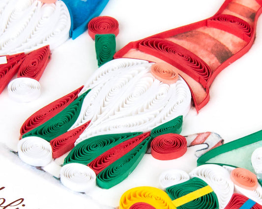 Quilled Greeting Card, "Holiday Gnomes"
