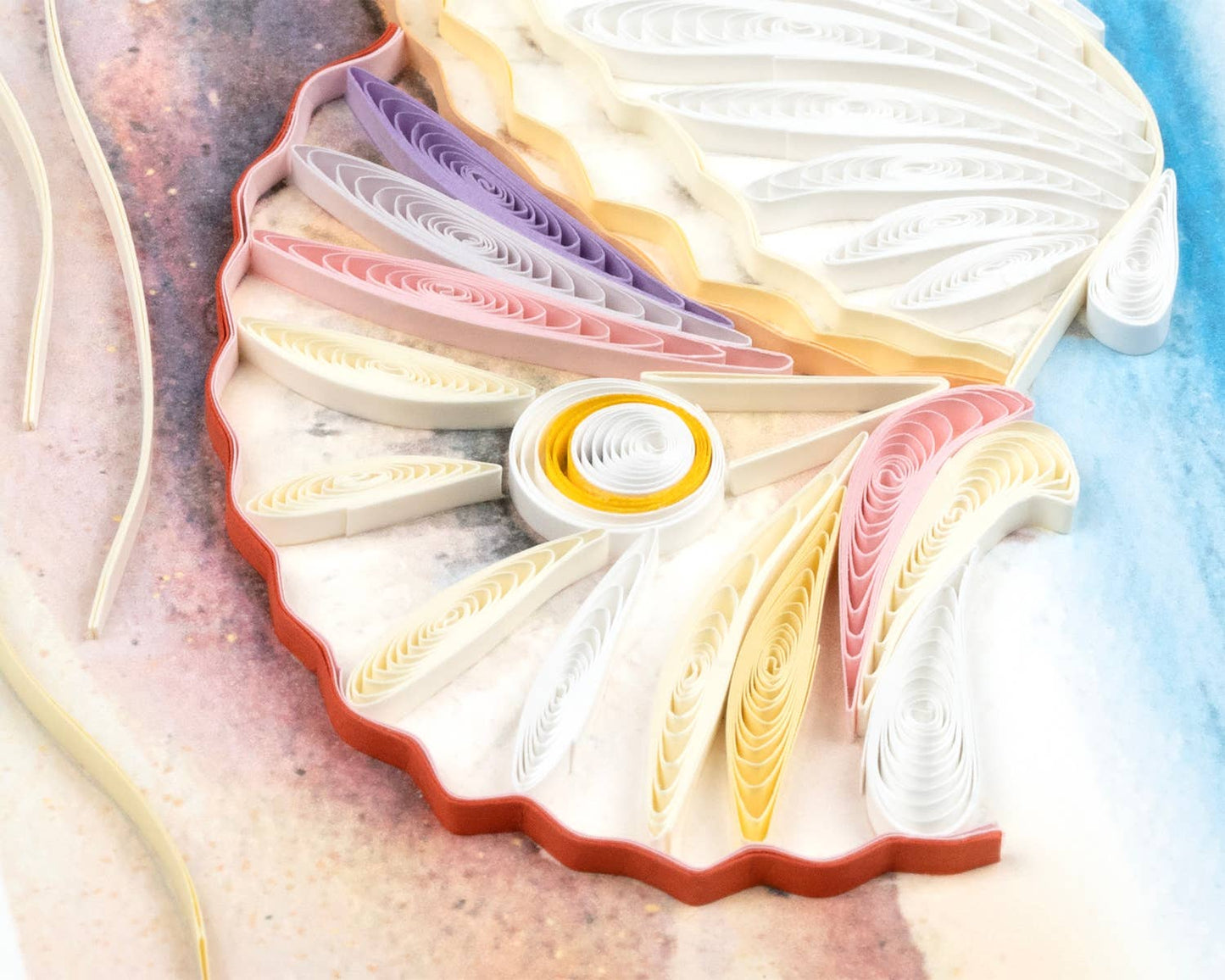 Quilled Greeting Card, "Seashell & Pearl"