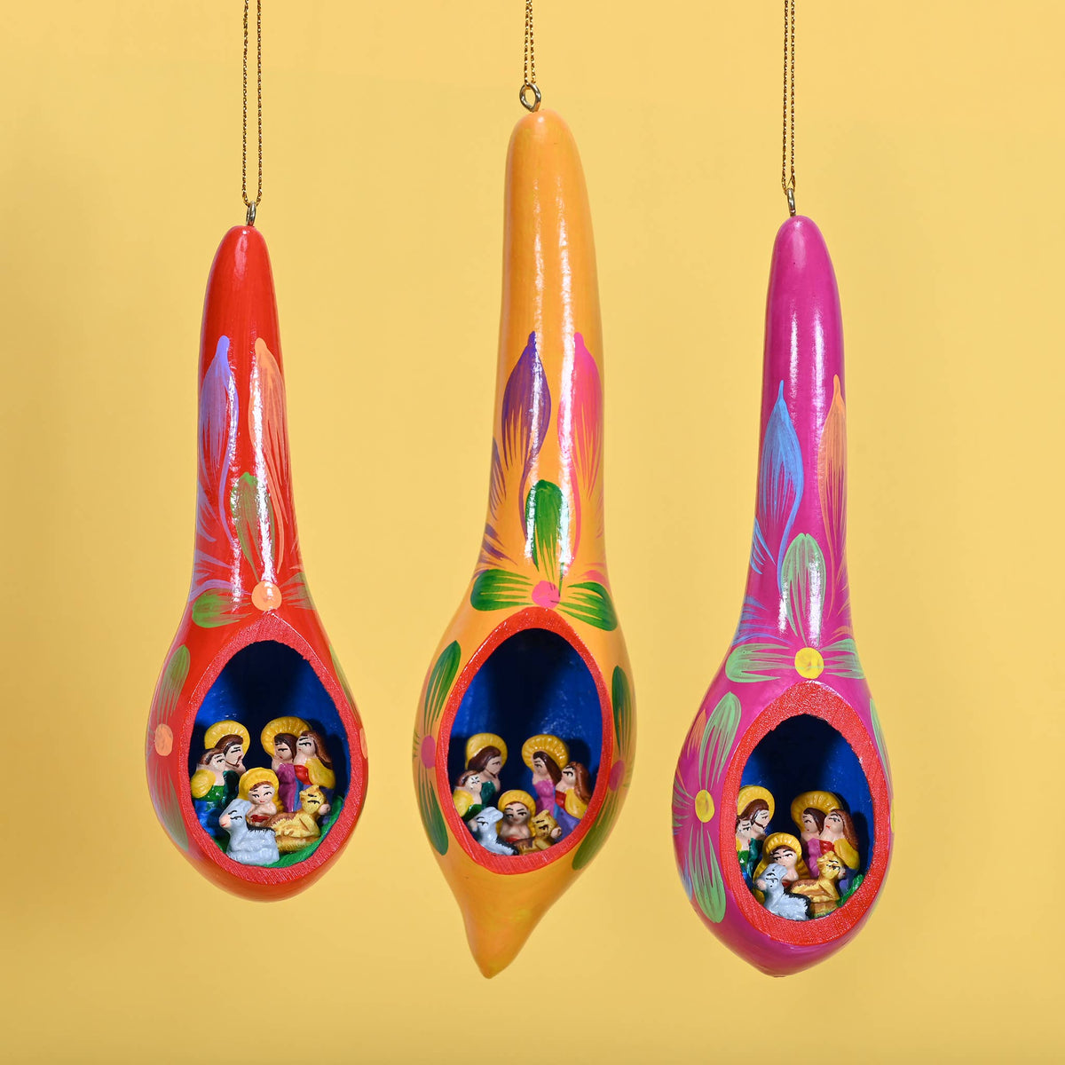 "Nativity Dew Drop" Gourd Ornament^