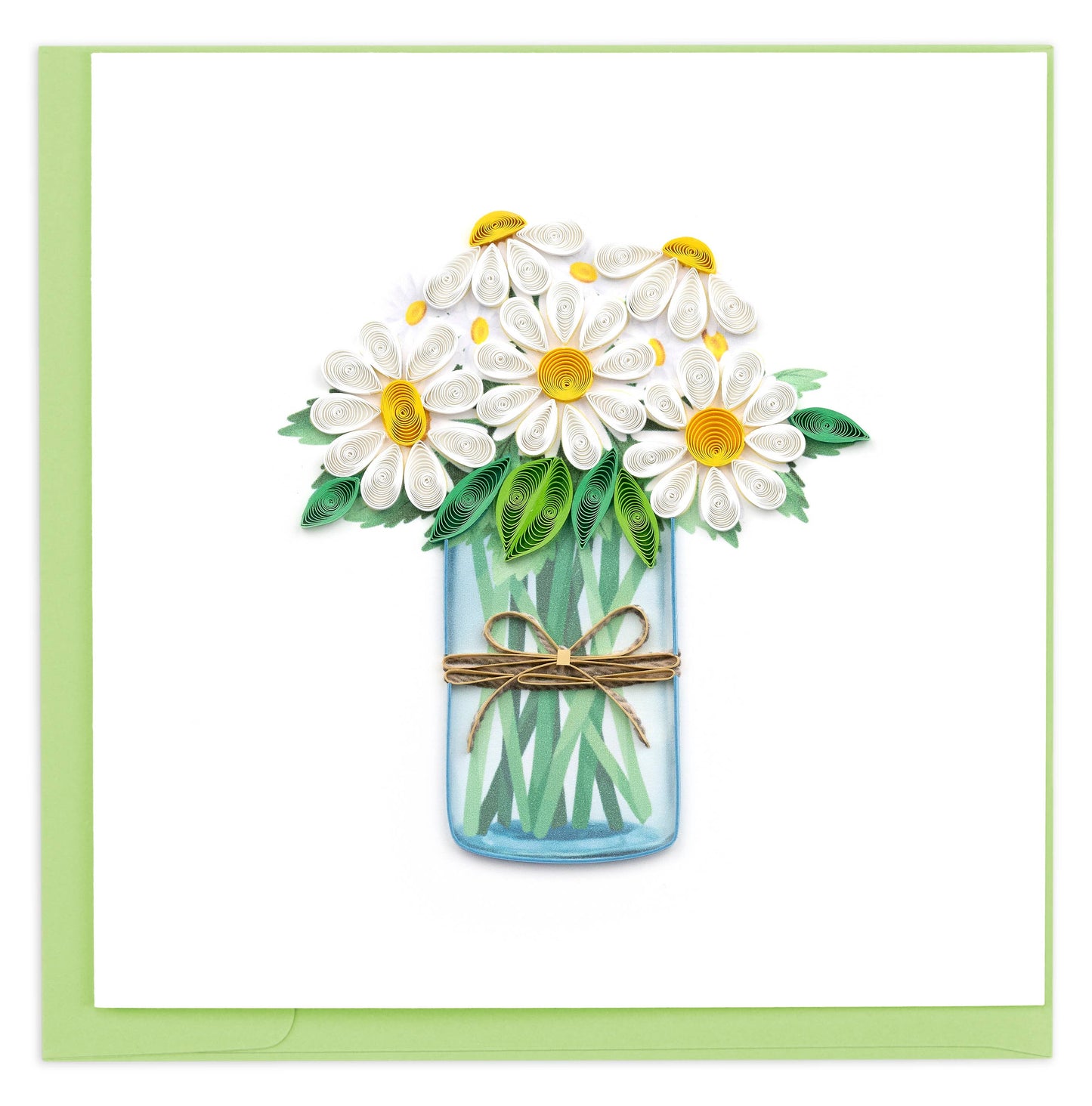 Quilled Greeting Card, "White Daisies in Jar"