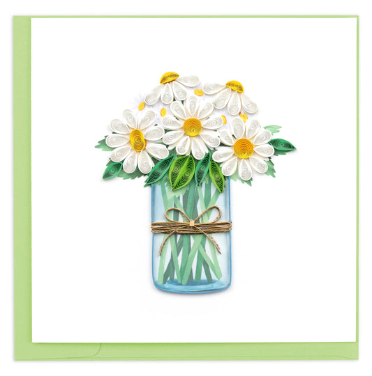 Quilled Greeting Card, "White Daisies in Jar"