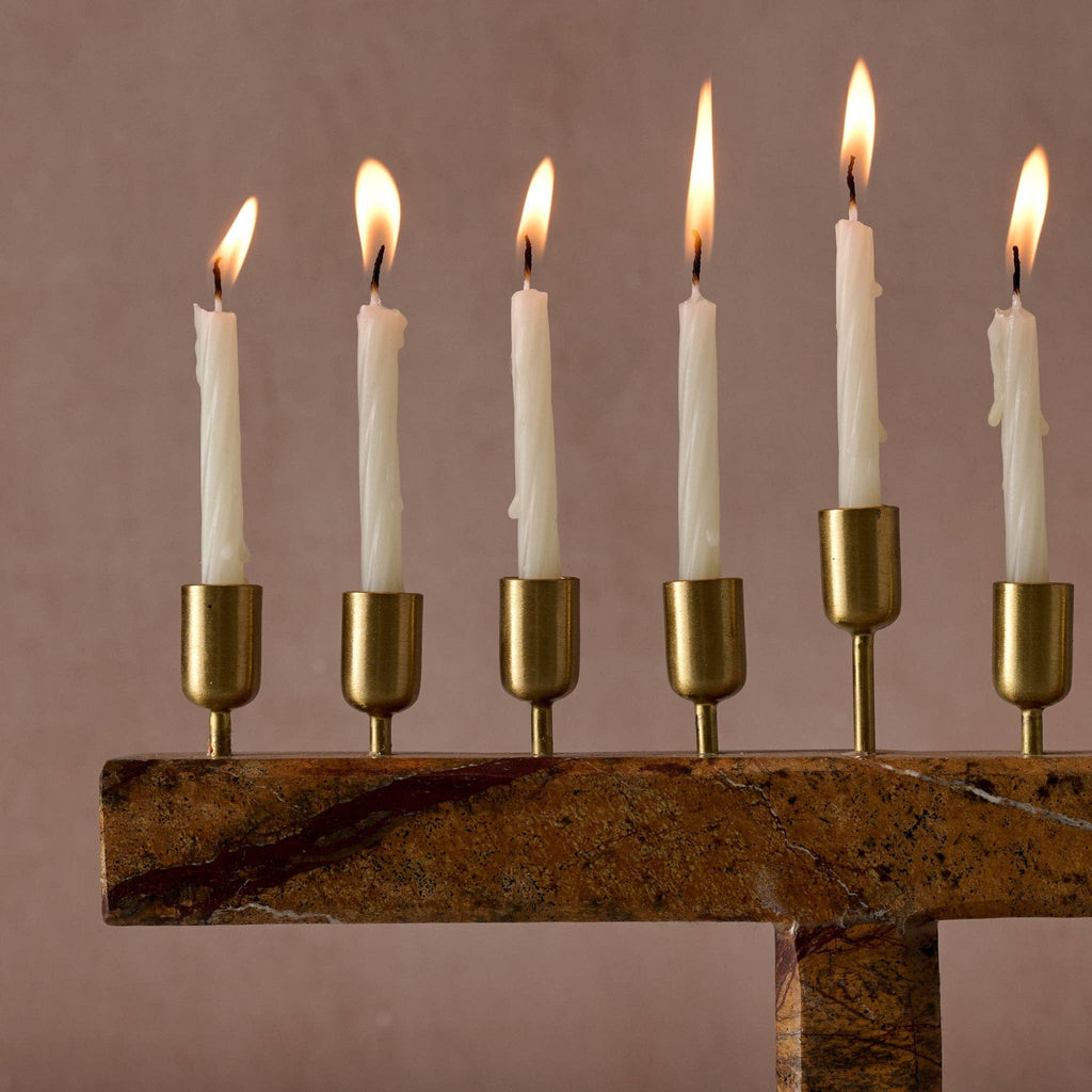 Roshanee Stone and Brass Menorah